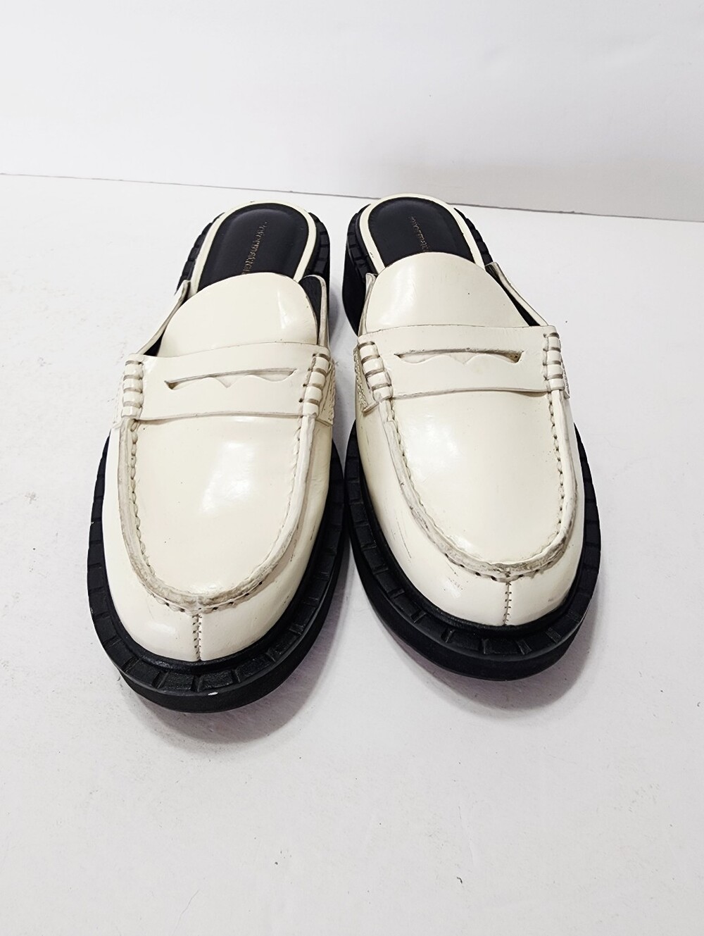 Reformation Angie White Penny Loafers with Black Sole Size 5.5 - Picture 3 of 11